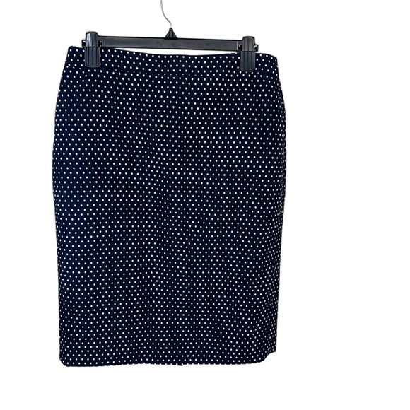 J. Crew No. 2 Pencil Skirt Size 10 Navy Blue Polka Dot Knee length back zip - Picture 1 of 5
